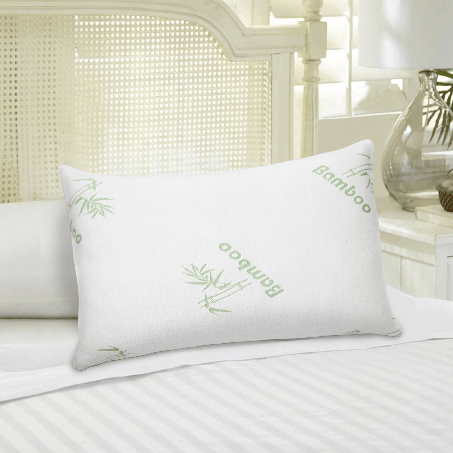 Bamboo Shredded Memory Foam Pillow Hypoallergenic Washable Cover Orthopedic Support For Back Side S 3