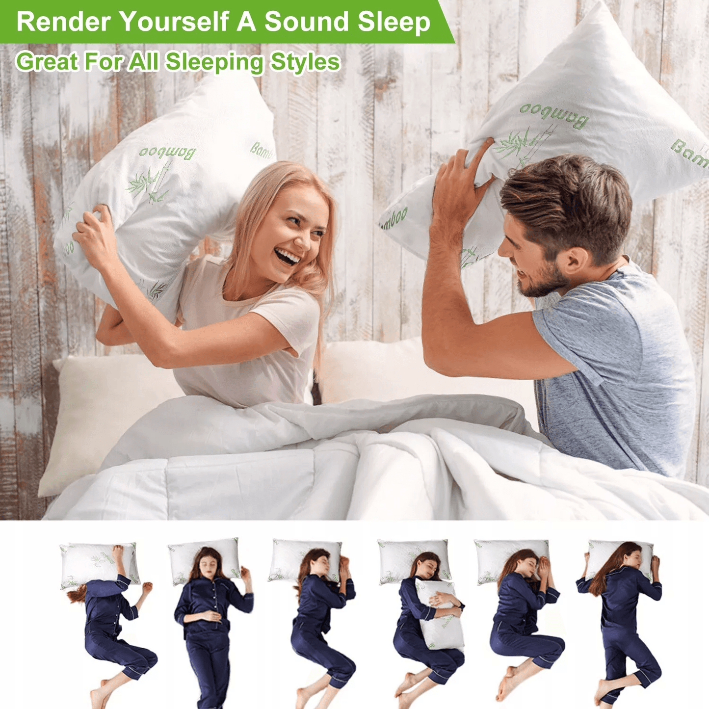 Bamboo Shredded Memory Foam Pillow Hypoallergenic Washable Cover Orthopedic Support For Back Side S 7