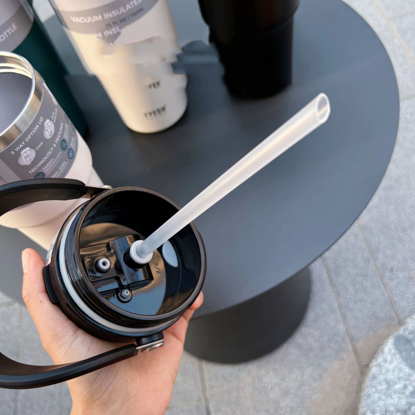 Vacuum Flask Car Water Bottle 304 Stainless Steel Coffee Cup With LeakProof Lid Handle  NonSlip Bas 10