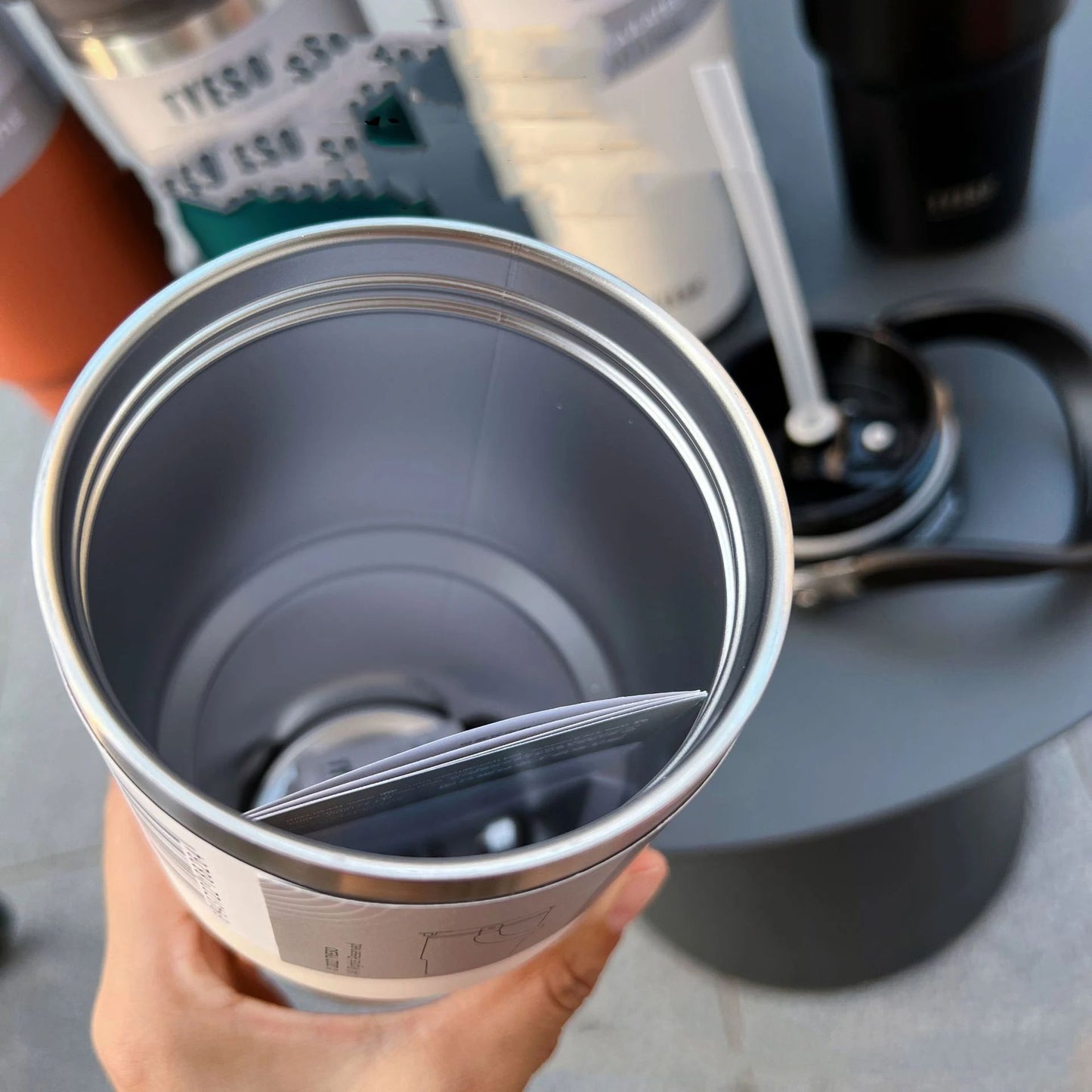 Vacuum Flask Car Water Bottle 304 Stainless Steel Coffee Cup With LeakProof Lid Handle  NonSlip Bas 11