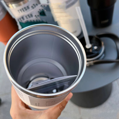 Vacuum Flask Car Water Bottle 304 Stainless Steel Coffee Cup With LeakProof Lid Handle  NonSlip Bas 11