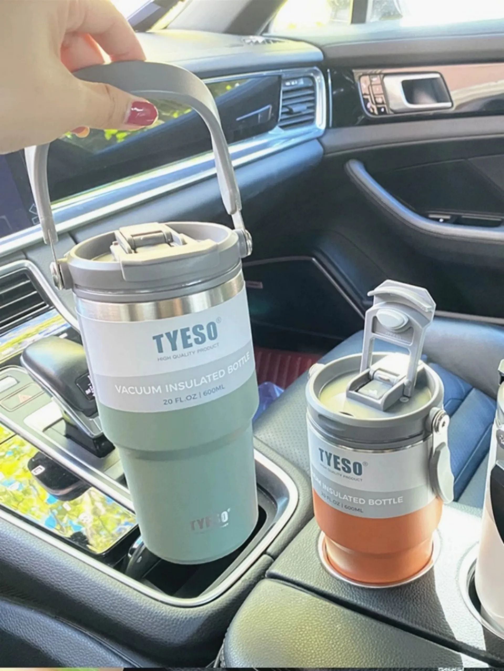 Vacuum Flask Car Water Bottle 304 Stainless Steel Coffee Cup With LeakProof Lid Handle  NonSlip Bas 13
