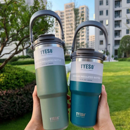 Vacuum Flask Car Water Bottle 304 Stainless Steel Coffee Cup With LeakProof Lid Handle  NonSlip Bas 1
