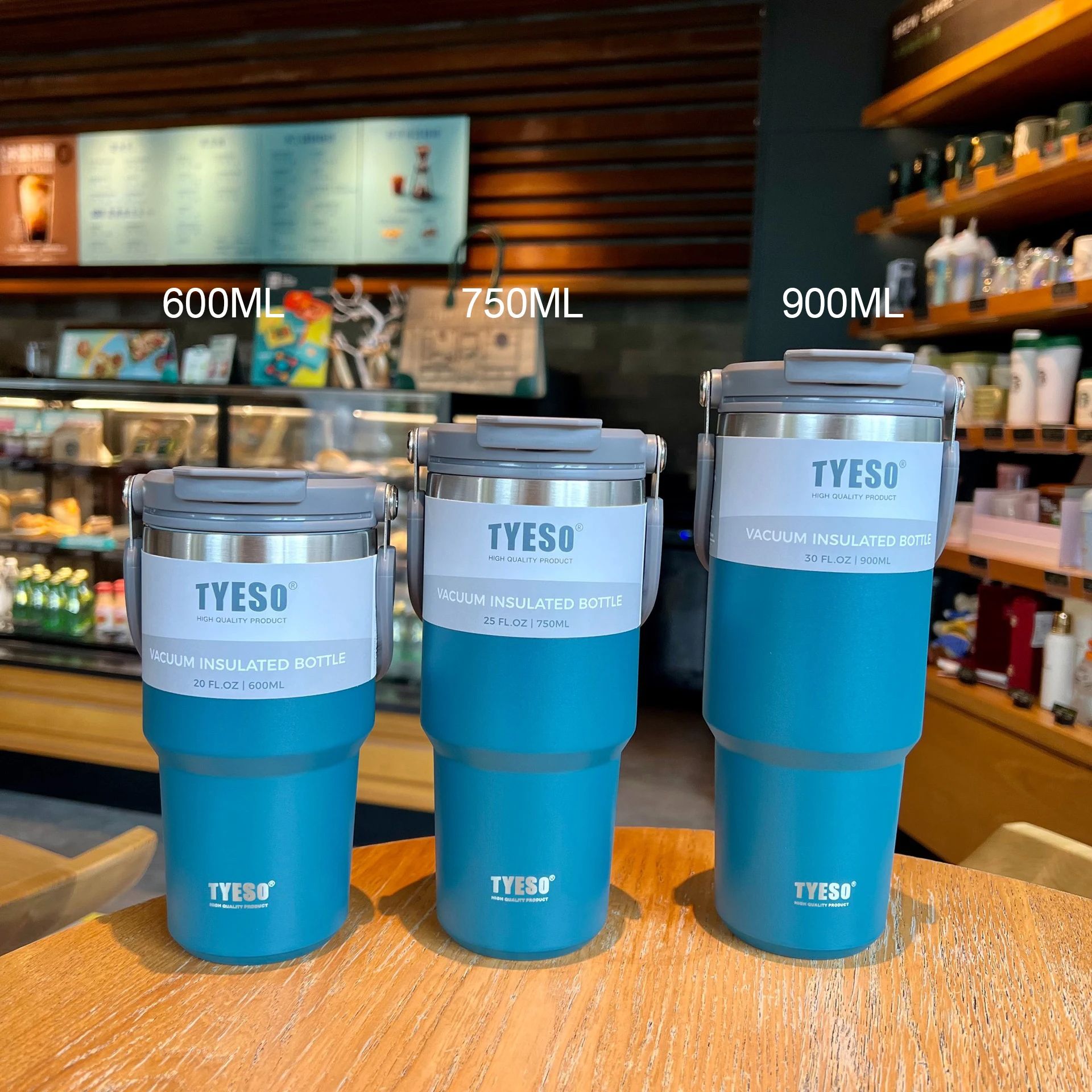 Vacuum Flask Car Water Bottle 304 Stainless Steel Coffee Cup With LeakProof Lid Handle  NonSlip Bas 17