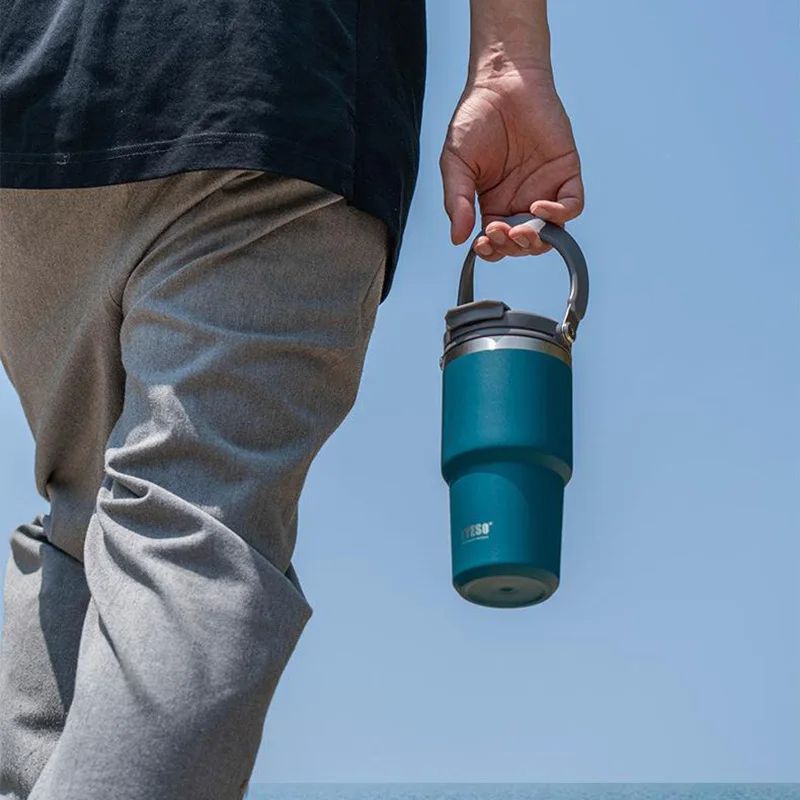 Vacuum Flask Car Water Bottle 304 Stainless Steel Coffee Cup With LeakProof Lid Handle  NonSlip Bas 8