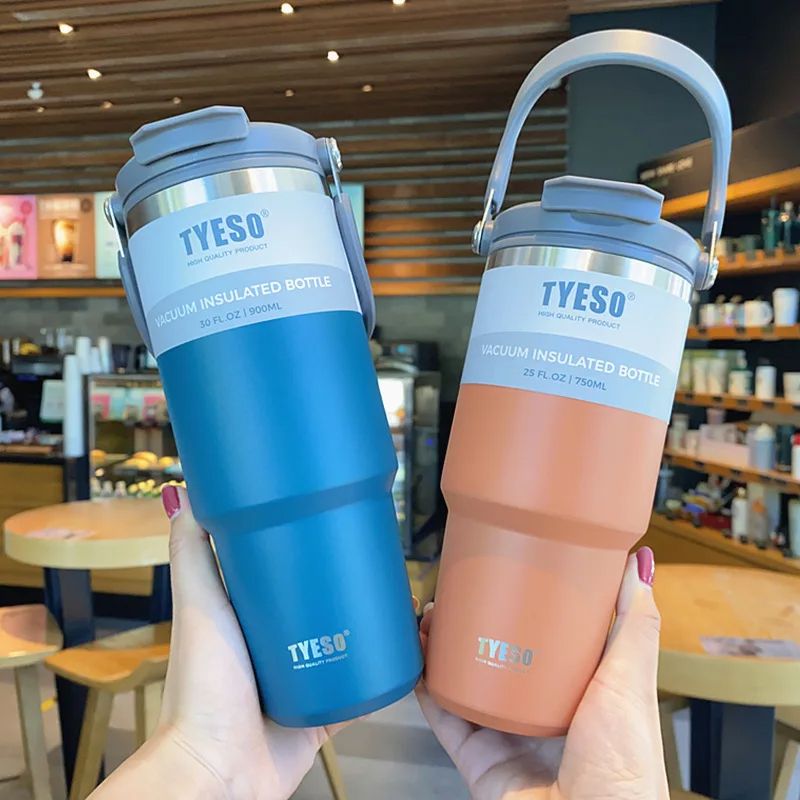 Vacuum Flask Car Water Bottle 304 Stainless Steel Coffee Cup With LeakProof Lid Handle  NonSlip Bas 3