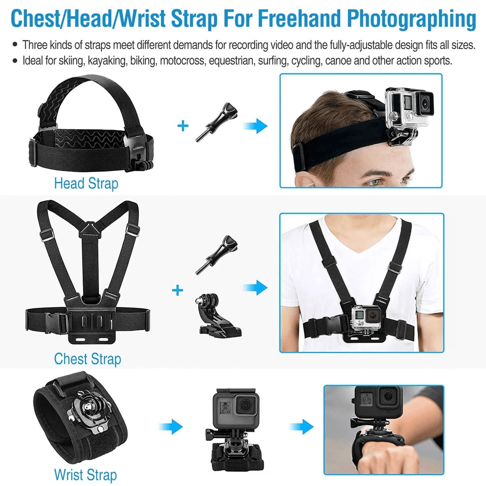 GoPro Accessories Kit Chest Head Mount Monopod Set For Hero 15 6
