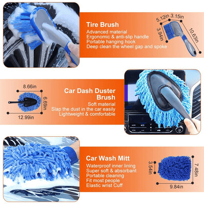 Complete Car Wash Cleaning Kit With Detailing Drill Brushes Interior Exterior Wheel Tire  Engine Ca 9