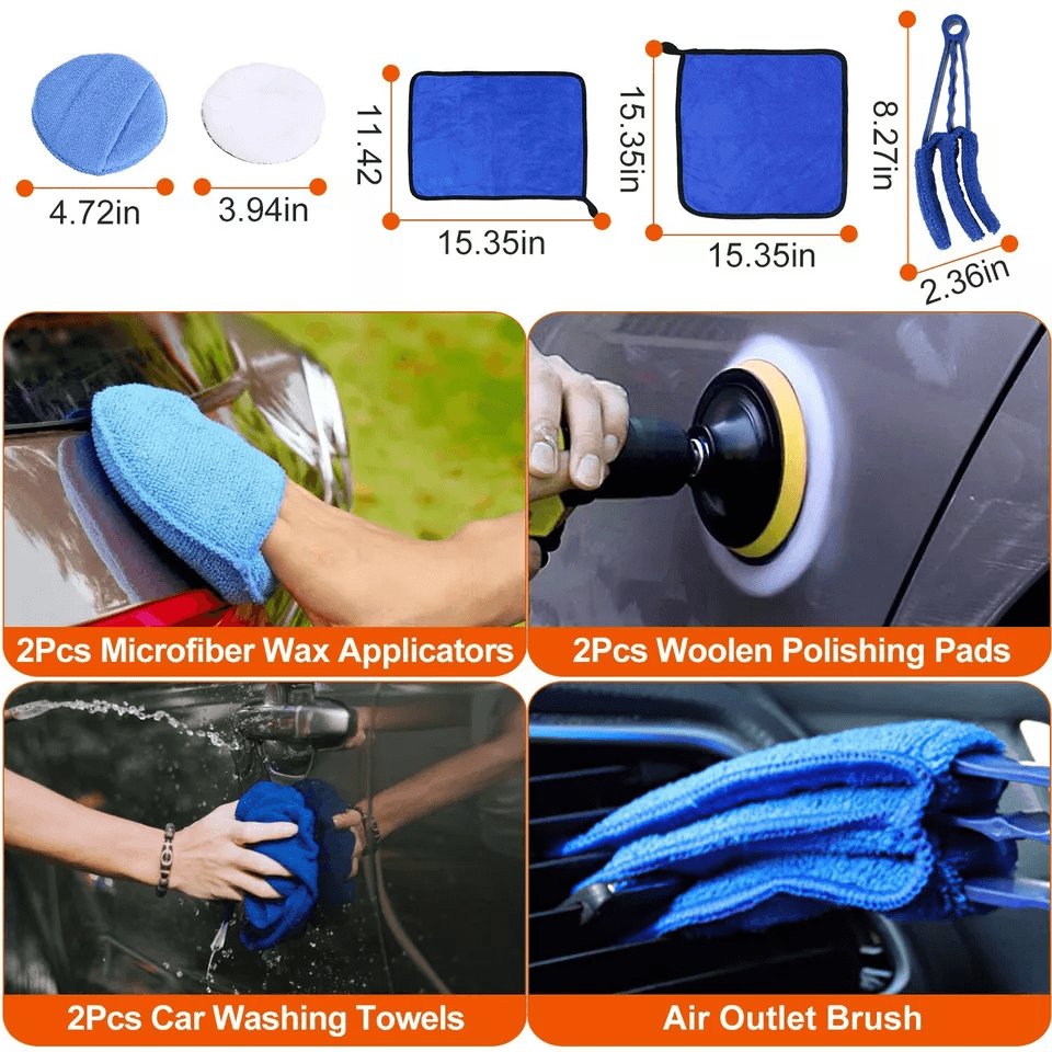 Complete Car Wash Cleaning Kit With Detailing Drill Brushes Interior Exterior Wheel Tire  Engine Ca 5