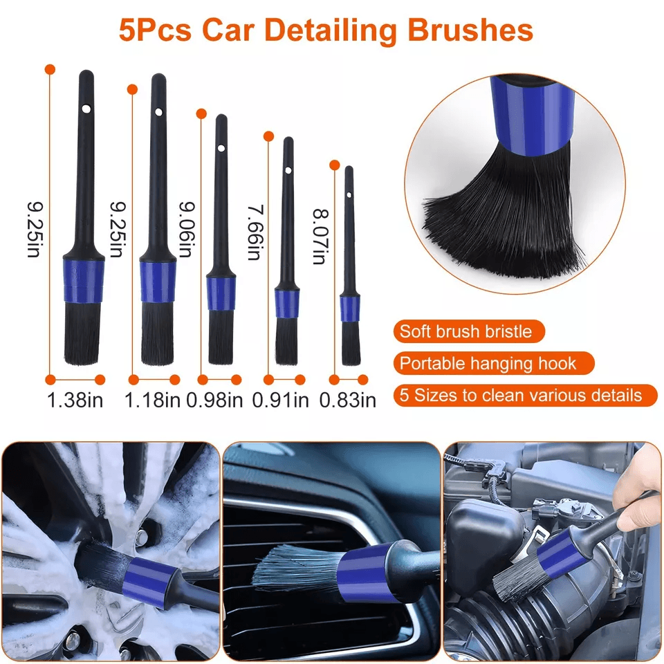 Complete Car Wash Cleaning Kit With Detailing Drill Brushes Interior Exterior Wheel Tire  Engine Ca 6