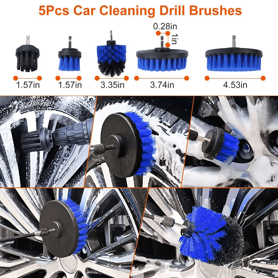 Complete Car Wash Cleaning Kit With Detailing Drill Brushes Interior Exterior Wheel Tire  Engine Ca 4