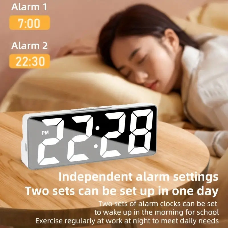 Modern Digital ClockLED Display With DateTemperature Auto Dim FeatureSnooze FunctionDesktop Electro 1