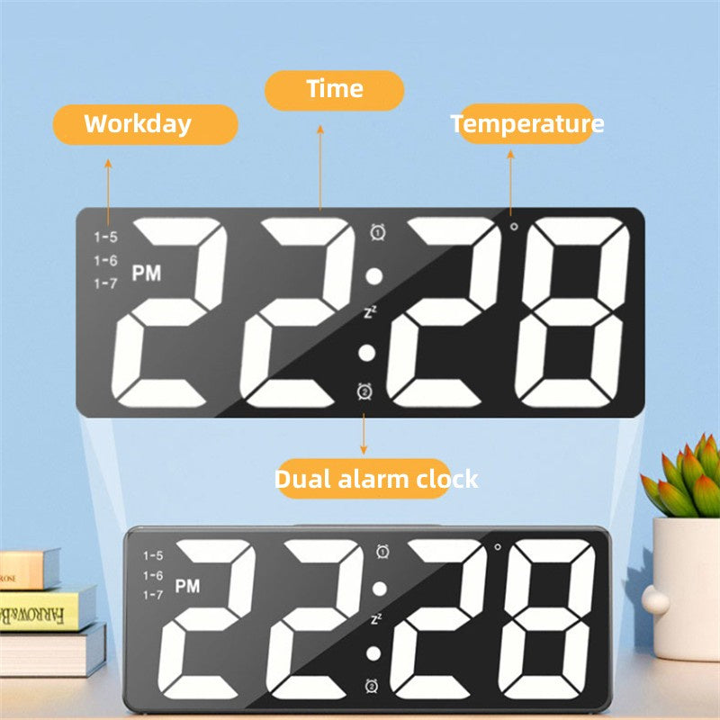 Modern Digital ClockLED Display With DateTemperature Auto Dim FeatureSnooze FunctionDesktop Electro 6