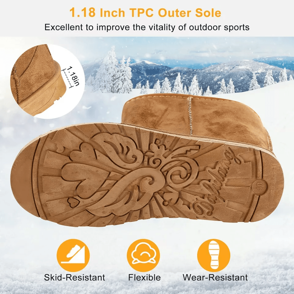 Womens Faux Fur Suede MidCalf Winter Snow Boots Warm Stylish  Comfortable 1