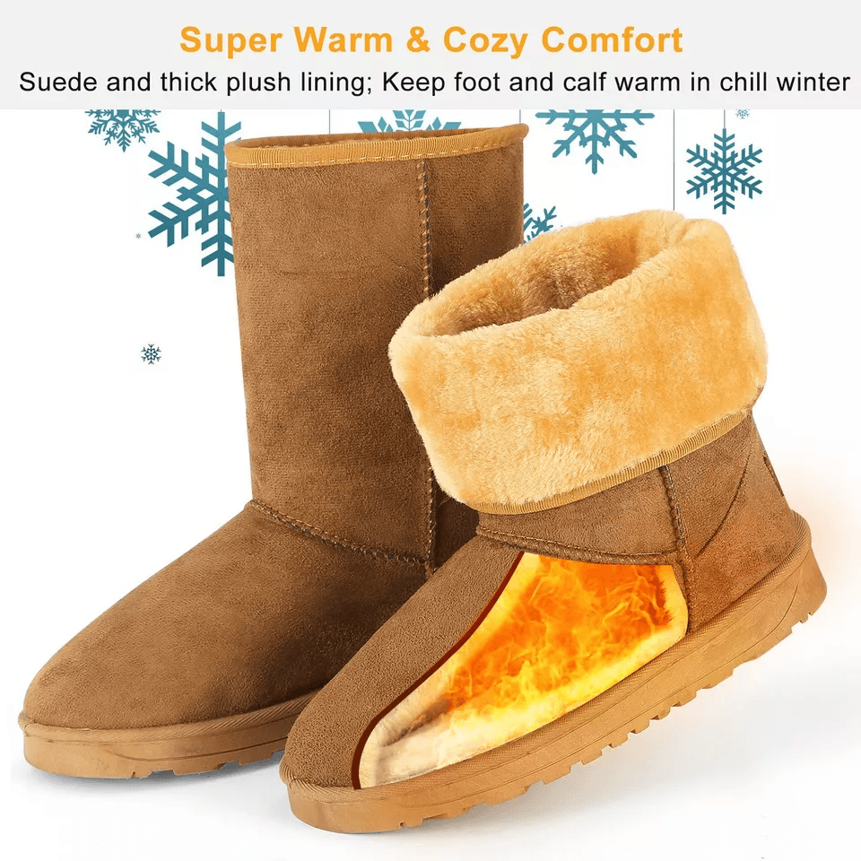 Womens Faux Fur Suede MidCalf Winter Snow Boots Warm Stylish  Comfortable 2