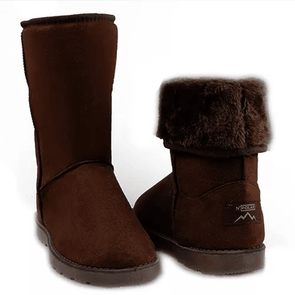 Womens Faux Fur Suede MidCalf Winter Snow Boots Warm Stylish  Comfortable 4
