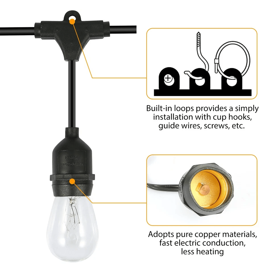 Outdoor LED Waterproof Commercial Hanging Patio Globe String Lights Bulbs String With Glass Bulbs F 7