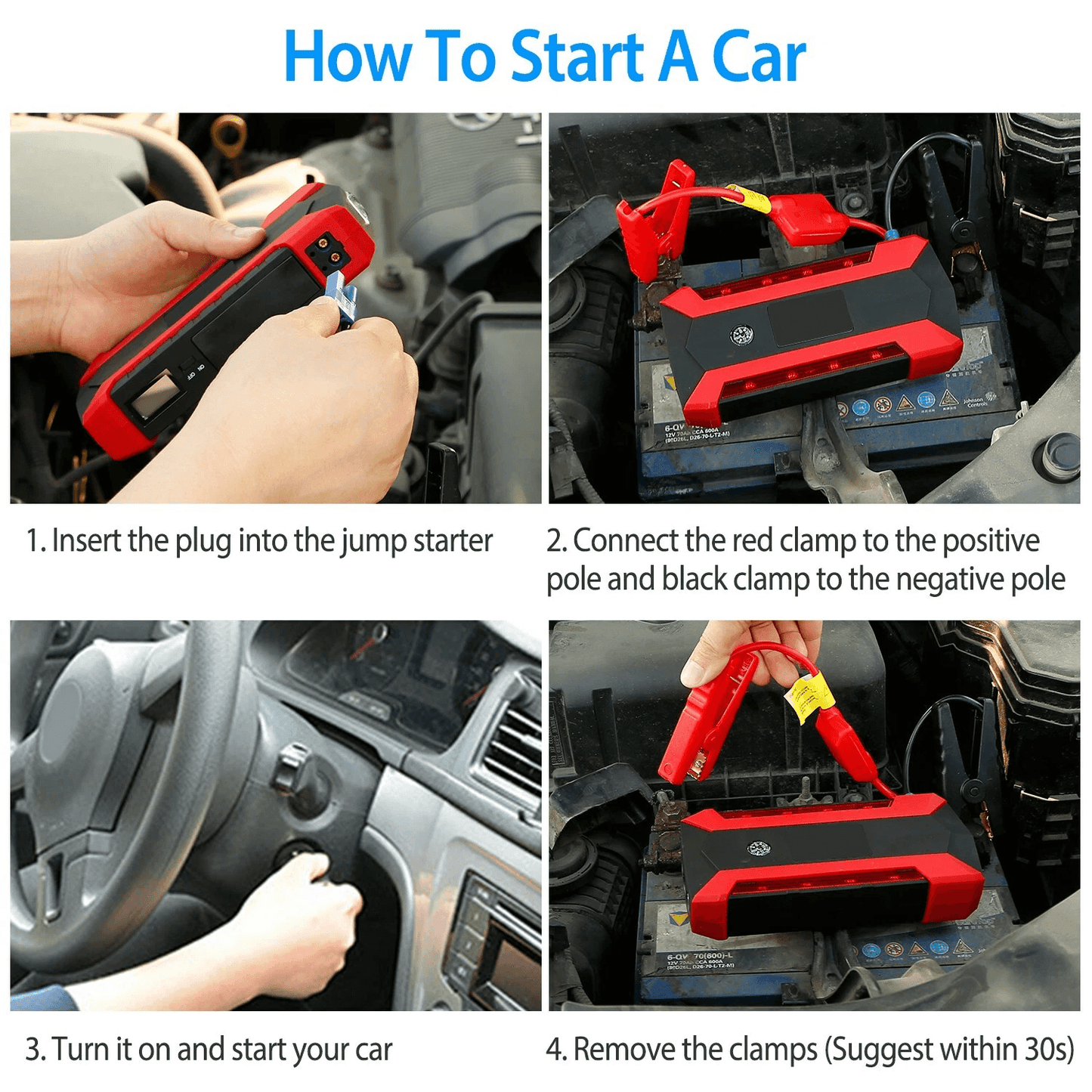Car Jump Starter Booster Jumper Box Power Bank Battery Charger 1000A 20000mAh Vehicle SUV Truck Eme 3