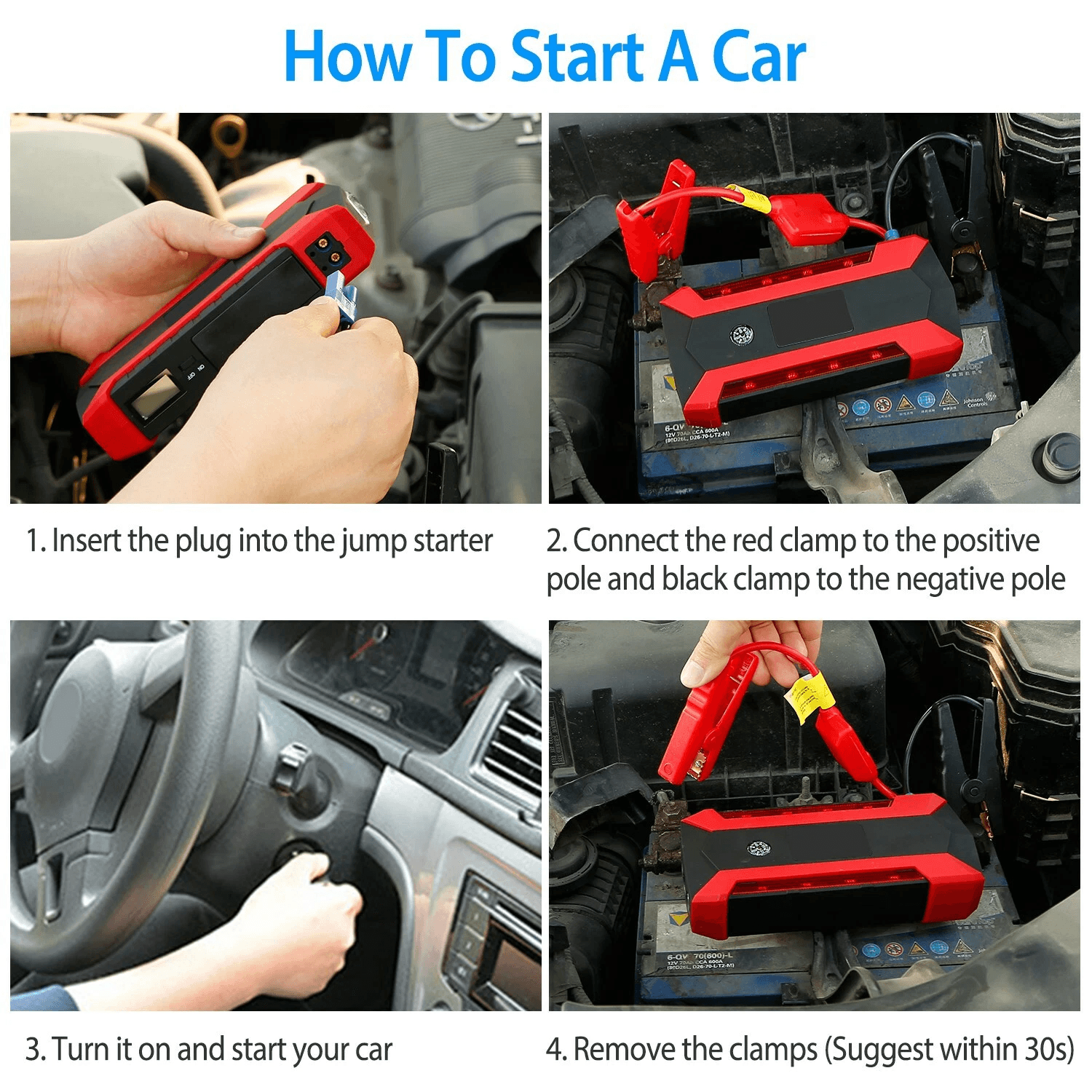 Car Jump Starter Booster Jumper Box Power Bank Battery Charger 1000A 20000mAh Vehicle SUV Truck Eme 3
