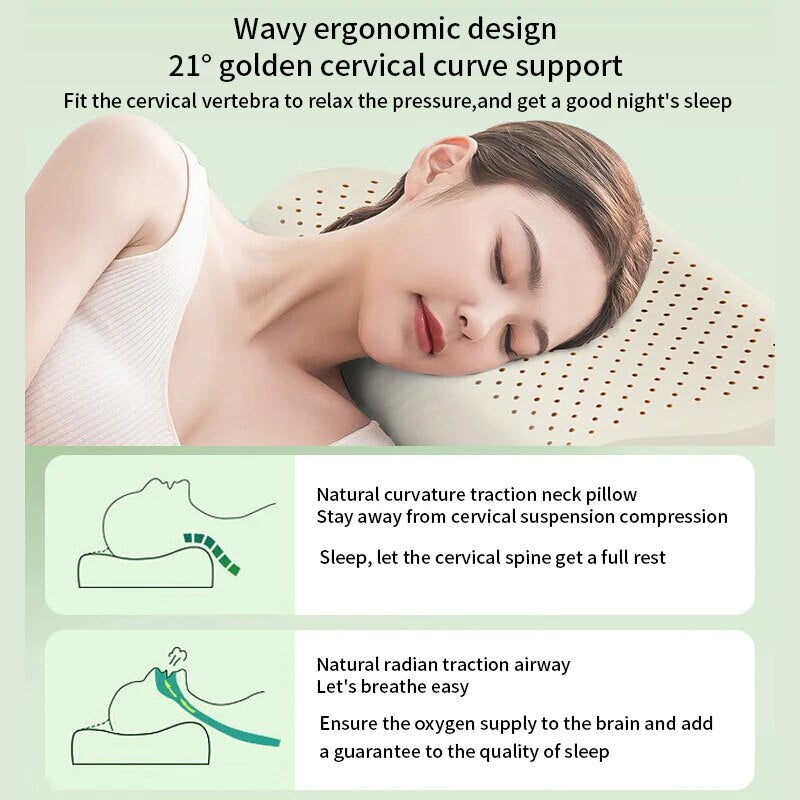 Thai Natural Latex Pillow Memory Foam Cervical Pillow For Adults Orthopedic Sleeping Pillow For Dor 3
