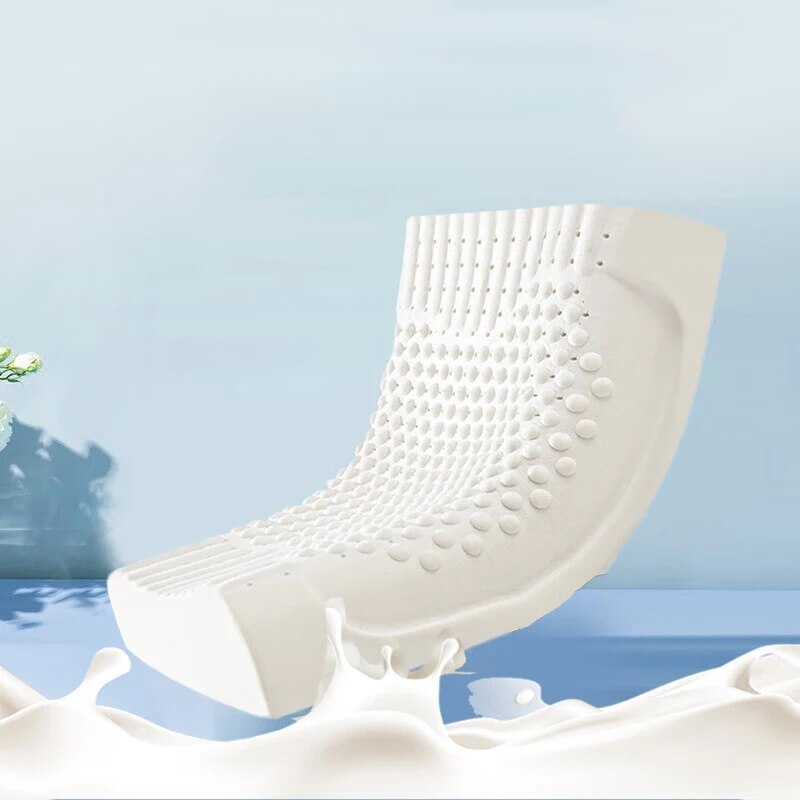 Thai Natural Latex Pillow Memory Foam Cervical Pillow for Adults, Orthopedic Sleeping Pillow for Dormitory & Household