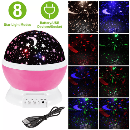 LED Star Moon Projector Lamp, USB Night Light for Baby & Kids, Sky Cosmos Design, Perfect for Bedroom & Gift
