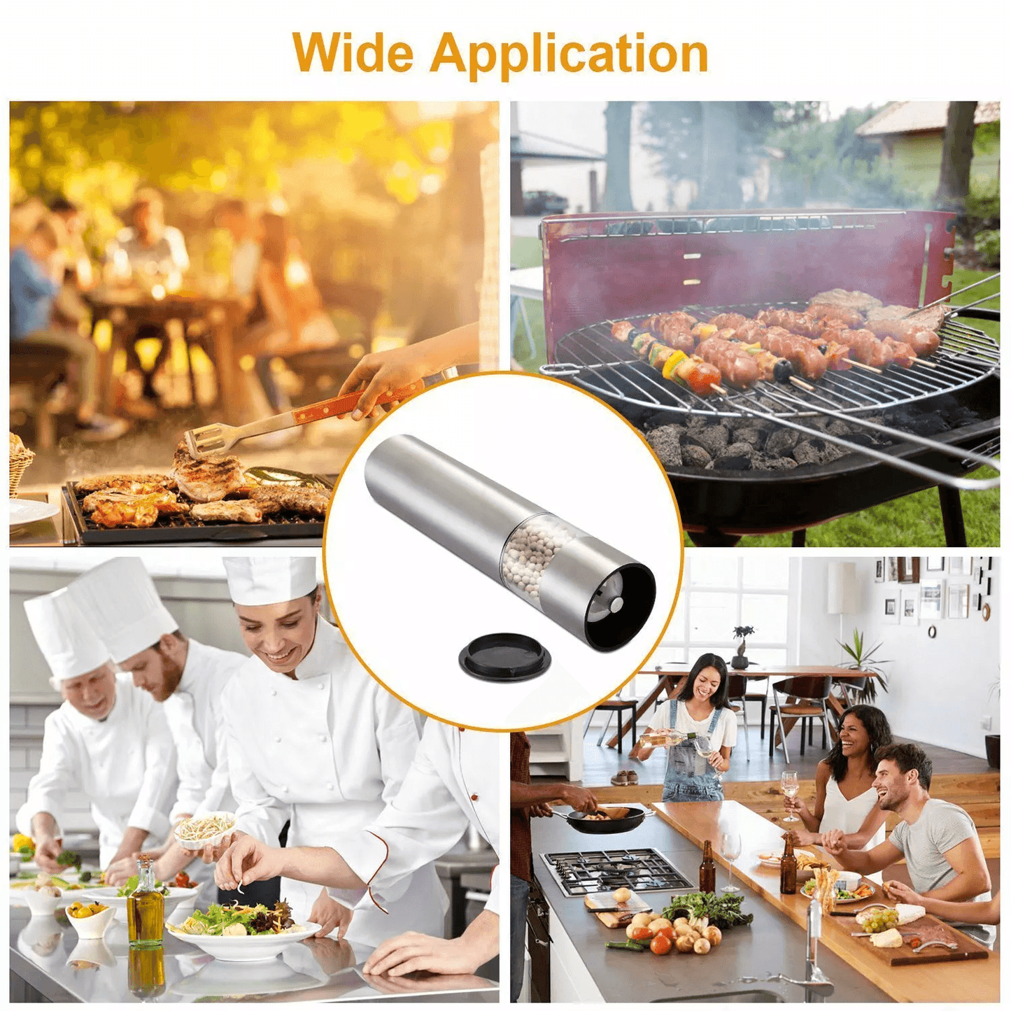 1PCS Electric Salt Pepper Grinder Mill Shakers Set Adjustable Stainless Steel Battery Operated OneH 2