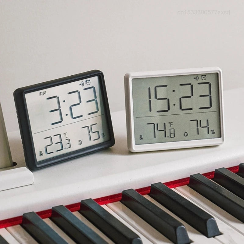 Digital Hygrometer Clock Multifunctional Weather Station with Humidity & Temperature Monitor