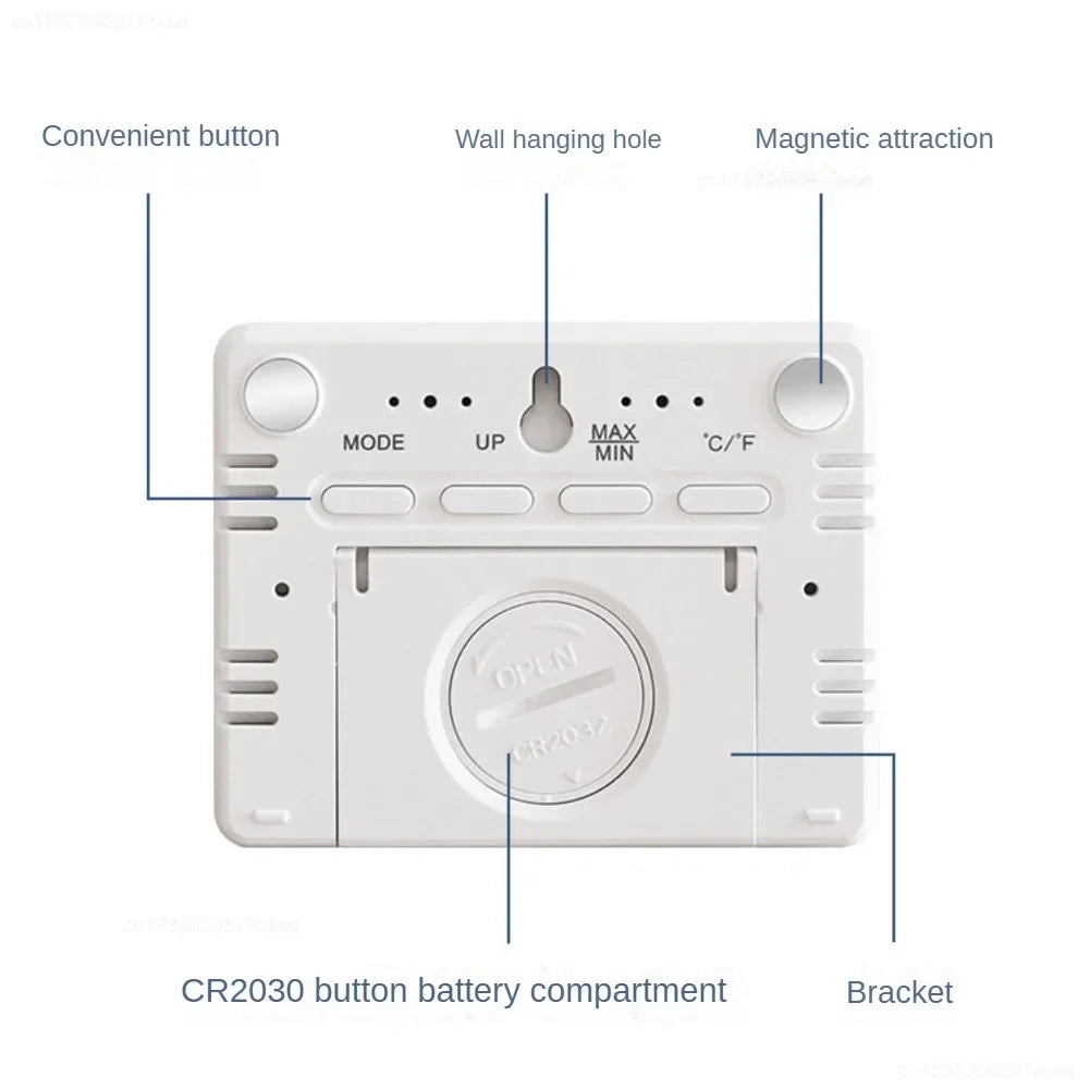 Digital Hygrometer Clock Multifunctional Weather Station with Humidity & Temperature Monitor