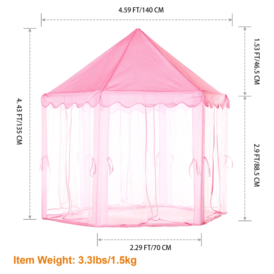 Girls Princess Castle Play Tent Large Indoor Outdoor Kids Playhouse In Pink Ideal Gift For Toddlers 5