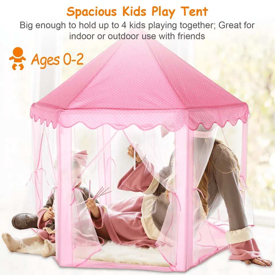 Girls Princess Castle Play Tent Large Indoor Outdoor Kids Playhouse In Pink Ideal Gift For Toddlers 3