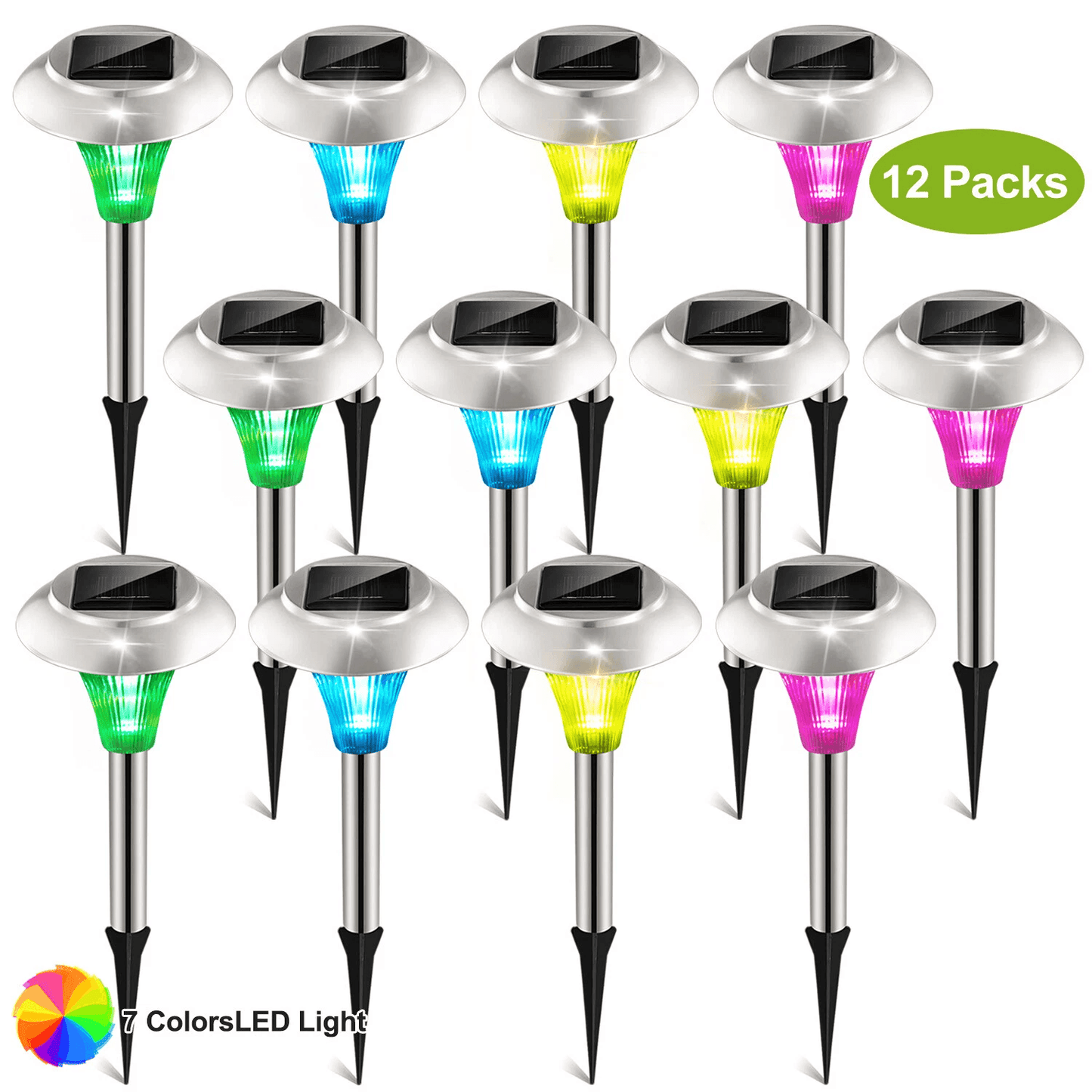 Solar Power LED Garden Lights Stainless Steel Outdoor Pathway Lights For Landscape Lawn Patio And Y 12