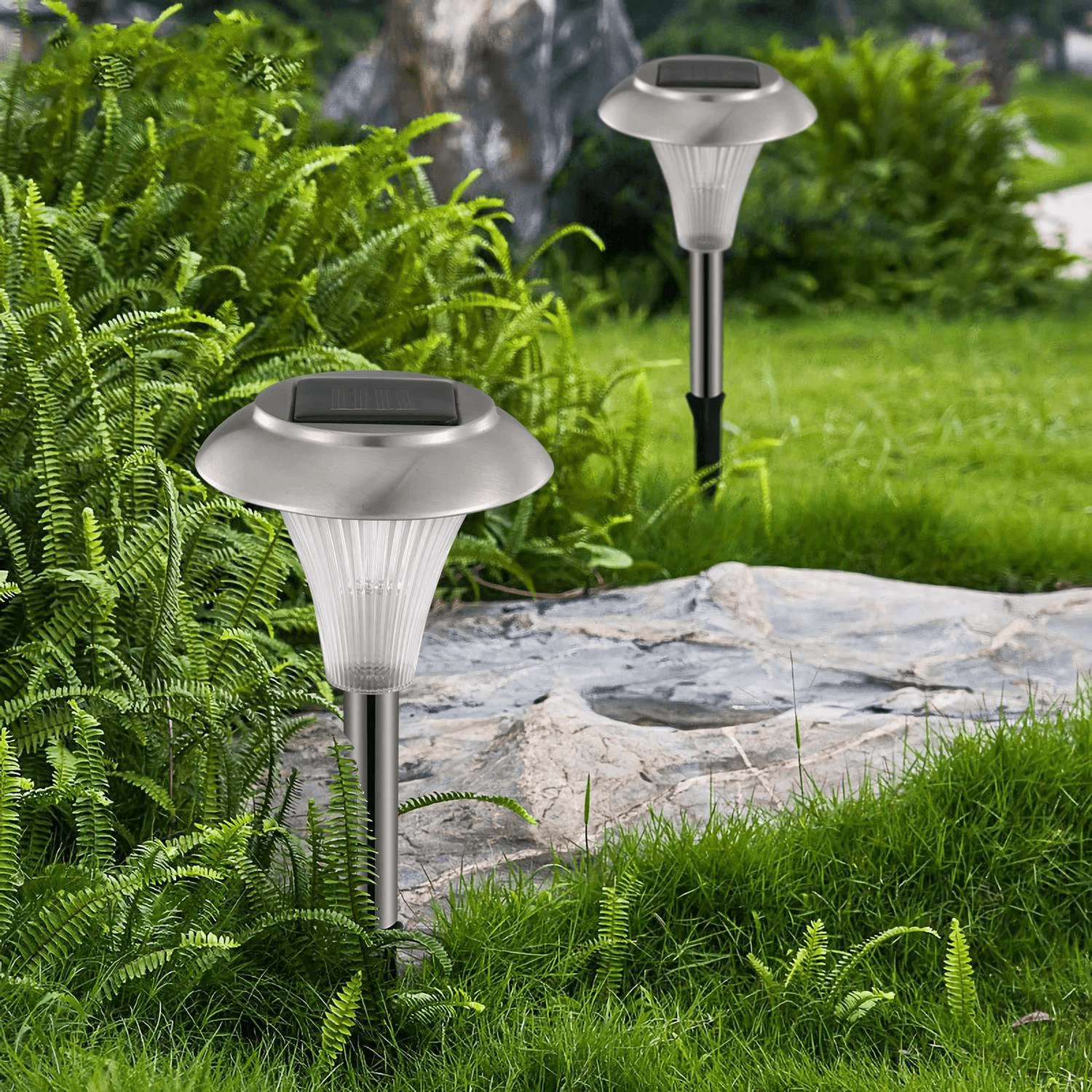 Solar Power LED Garden Lights Stainless Steel Outdoor Pathway Lights For Landscape Lawn Patio And Y 4