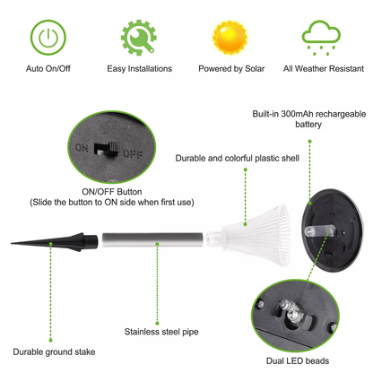 Solar Power LED Garden Lights Stainless Steel Outdoor Pathway Lights For Landscape Lawn Patio And Y 7
