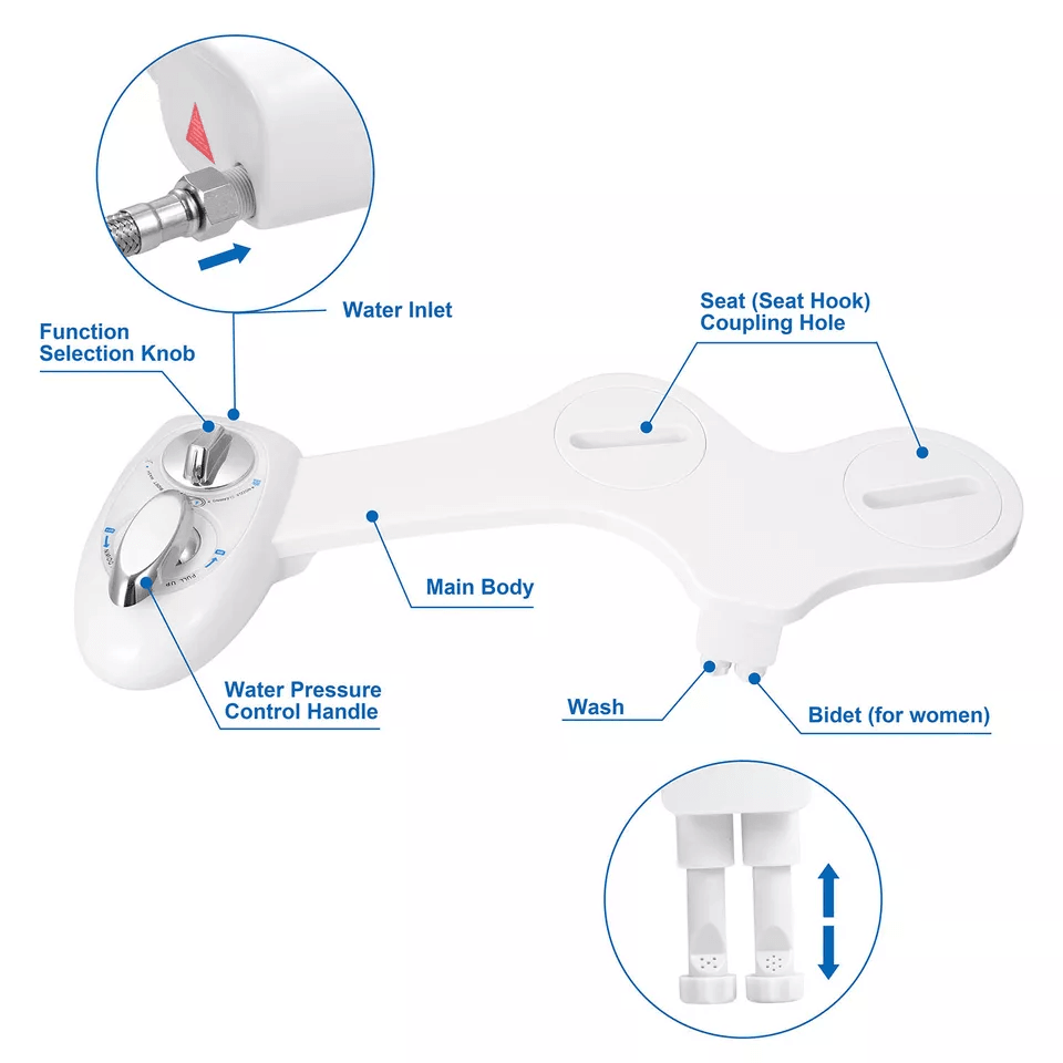 Fresh Water Spray Manual NonElectric Bidet Toilet Seat Attachment With Dual Nozzles  Adjustable Flo 10