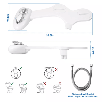 Fresh Water Spray Manual NonElectric Bidet Toilet Seat Attachment With Dual Nozzles  Adjustable Flo 12