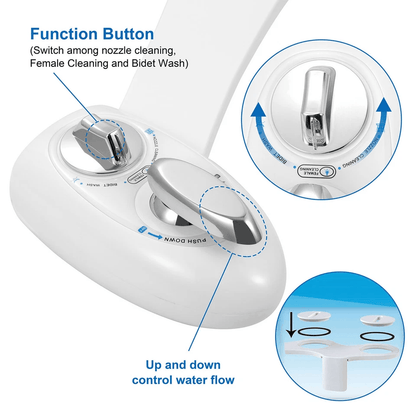 Fresh Water Spray Manual NonElectric Bidet Toilet Seat Attachment With Dual Nozzles  Adjustable Flo 6