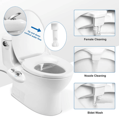 Fresh Water Spray Manual NonElectric Bidet Toilet Seat Attachment With Dual Nozzles  Adjustable Flo 1