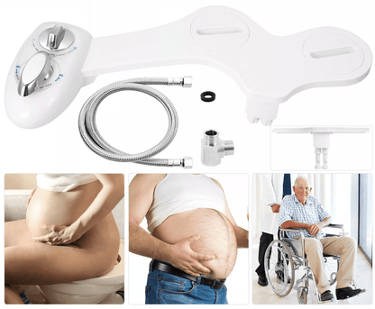 Fresh Water Spray Manual Non-Electric Bidet Toilet Seat Attachment with Dual Nozzles & Adjustable Flow for Hygiene