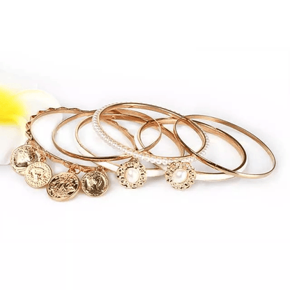Elegant Gold Rhinestone Charm Cuff Bracelet Set For Women 2