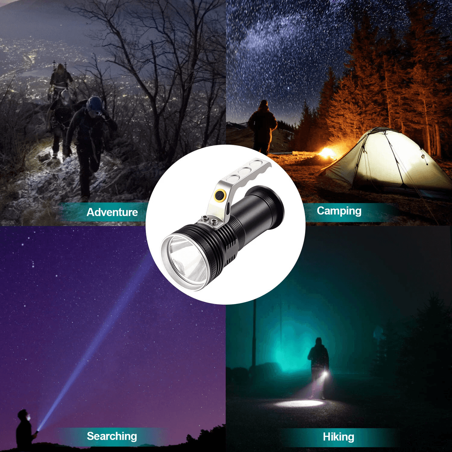 Super Bright Searchlight Handheld Spotlight LED Portable Rechargeable Flashlight  500 Lumens 200m B 1