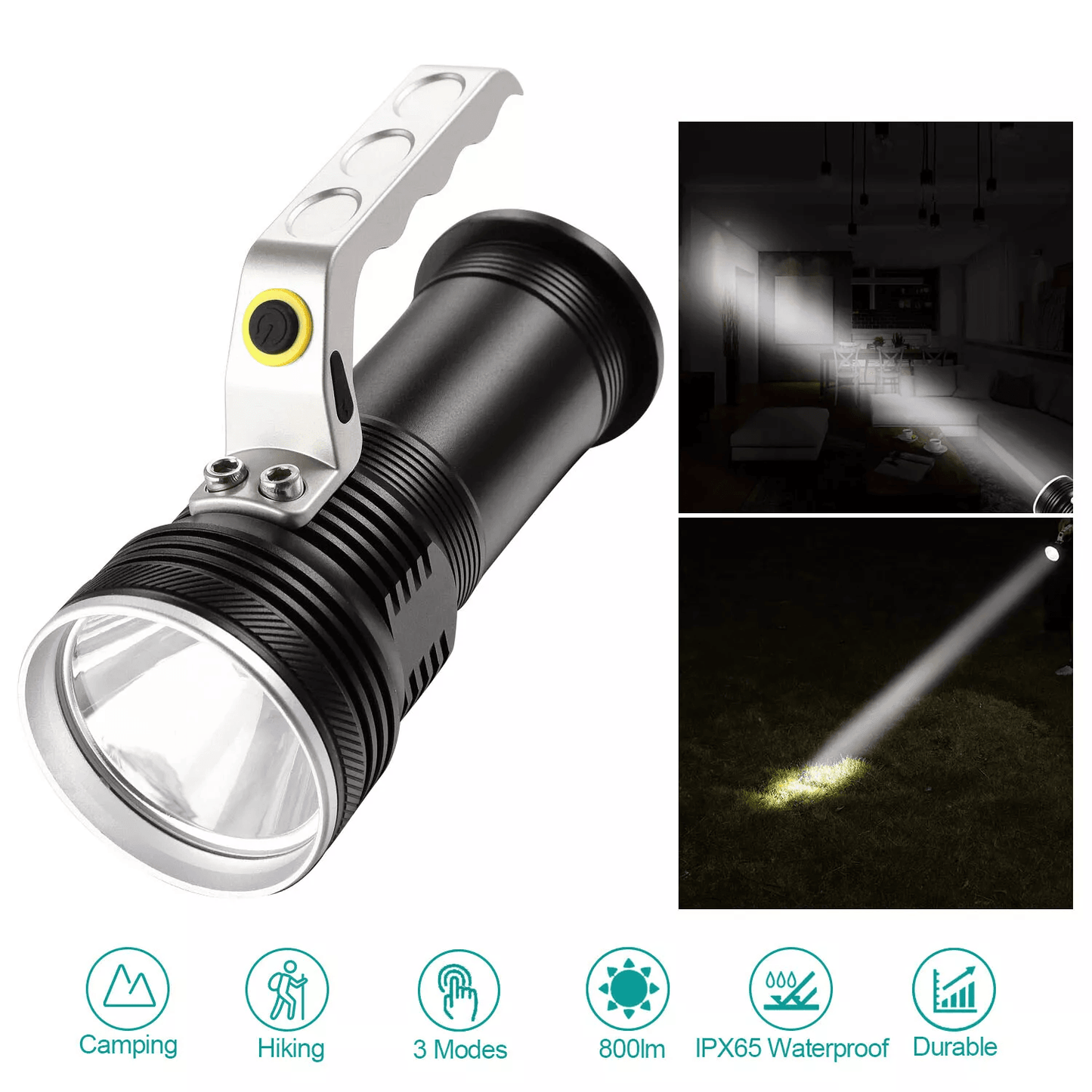 Super Bright Searchlight Handheld Spotlight LED Portable Rechargeable Flashlight  500 Lumens 200m B 2