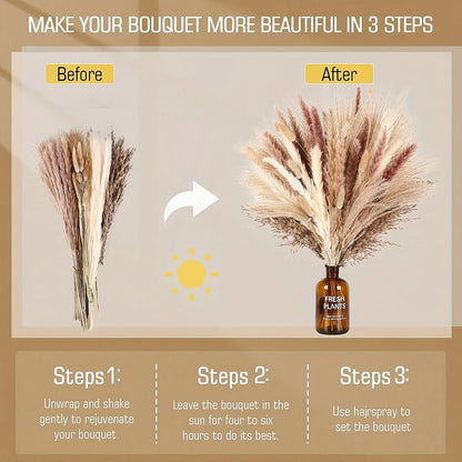 105pcs Natural Dried Flowers Pampas Floral Bouquet Boho Country Home Decoration Rabbit Tail Grass R 4