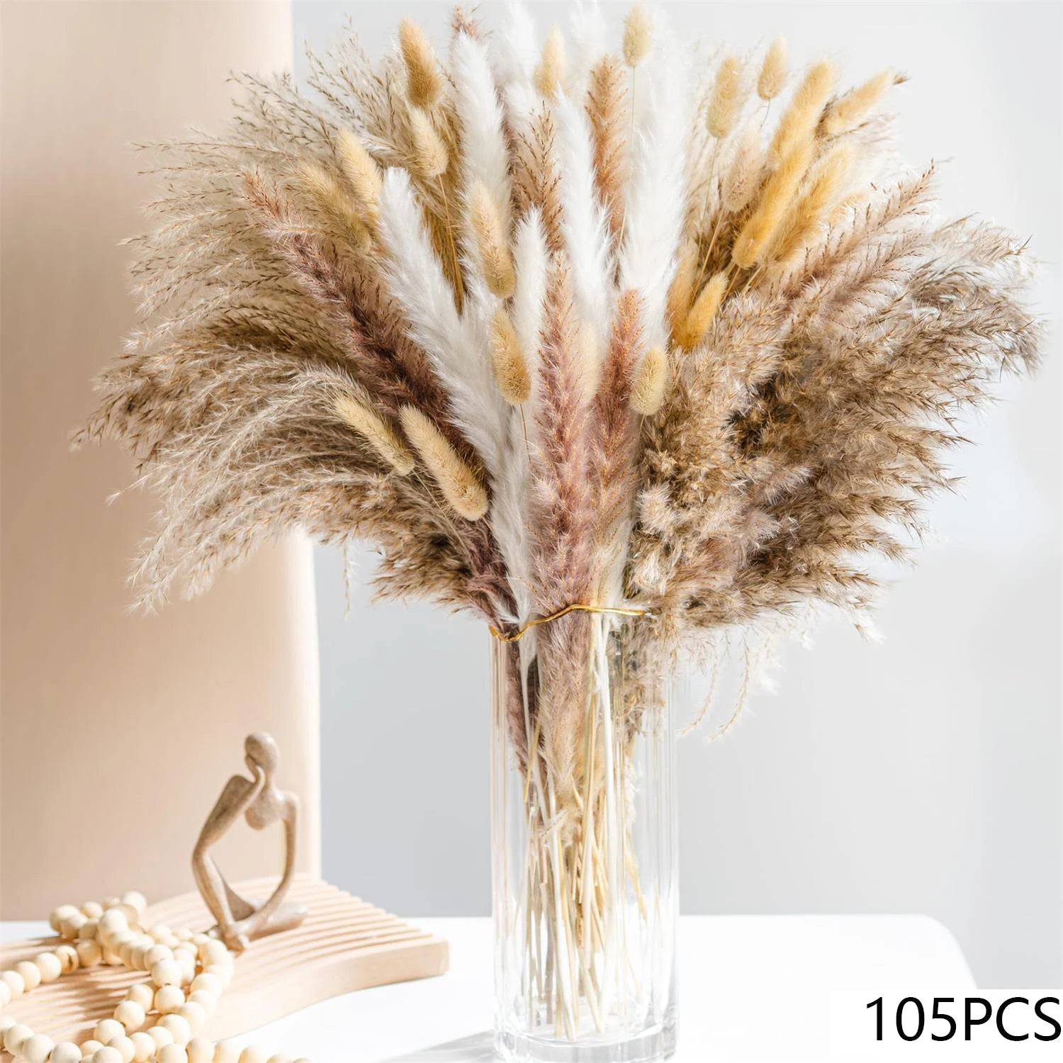 105pcs Natural Dried Flowers Pampas Floral Bouquet Boho Country Home Decoration Rabbit Tail Grass R 6