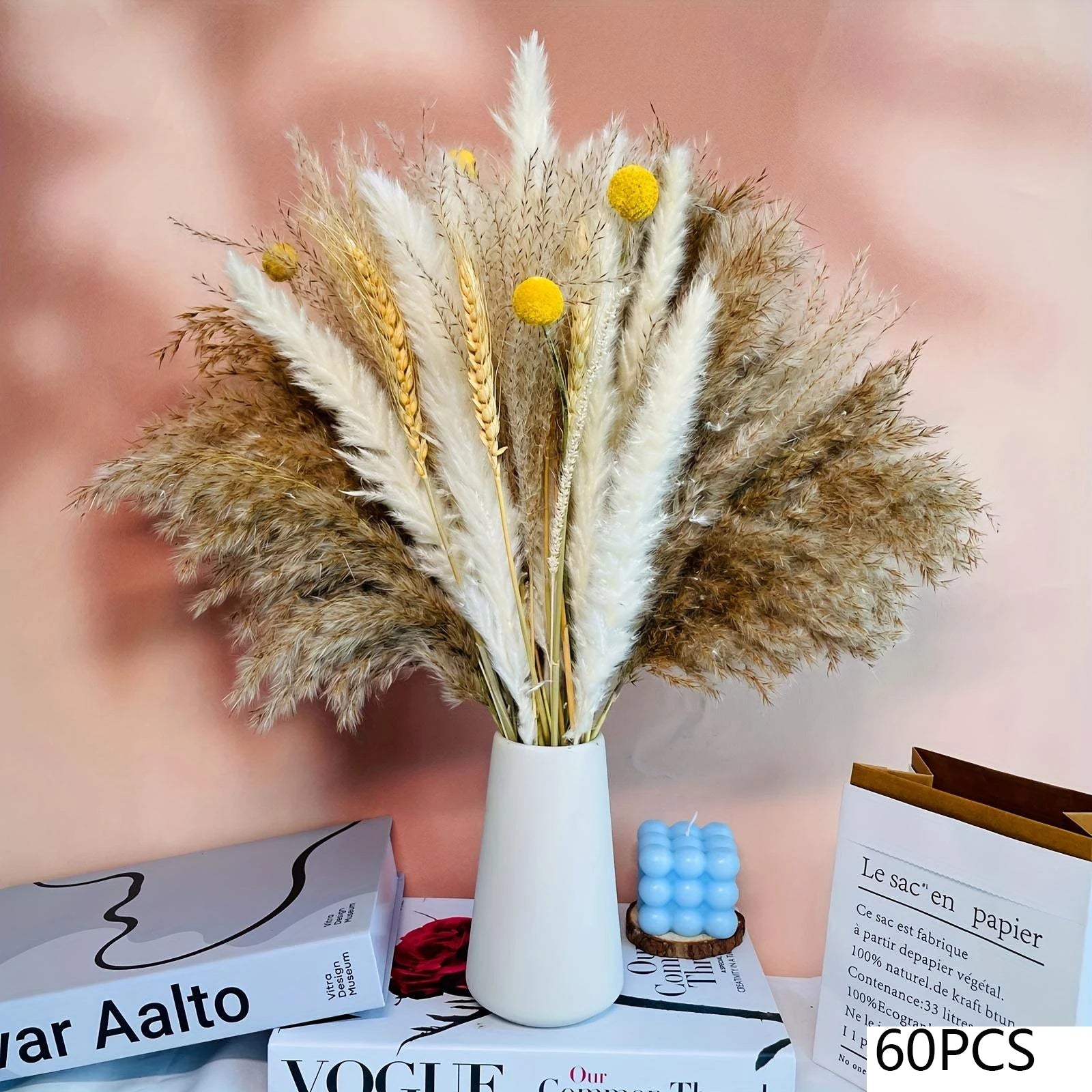 105pcs Natural Dried Flowers Pampas Floral Bouquet Boho Country Home Decoration Rabbit Tail Grass R 8