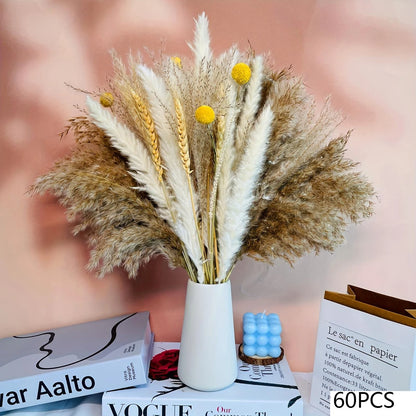 105pcs Natural Dried Flowers Pampas Floral Bouquet Boho Country Home Decoration Rabbit Tail Grass R 8