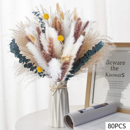 105pcs Natural Dried Flowers Pampas Floral Bouquet Boho Country Home Decoration Rabbit Tail Grass R 10