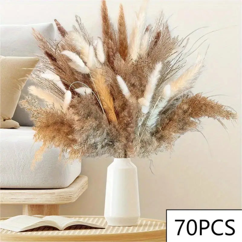 105pcs Natural Dried Flowers Pampas Floral Bouquet Boho Country Home Decoration Rabbit Tail Grass R 13