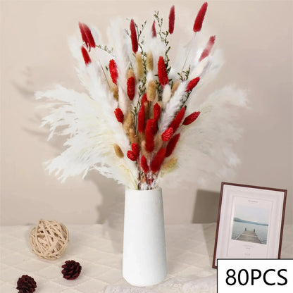 105pcs Natural Dried Flowers Pampas Floral Bouquet Boho Country Home Decoration Rabbit Tail Grass R 15