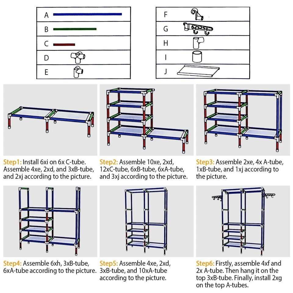 Heavy Duty Closet System Freestanding Wardrobe Organizer With Shoe Storage  Garment Rack Clothes Ha 6
